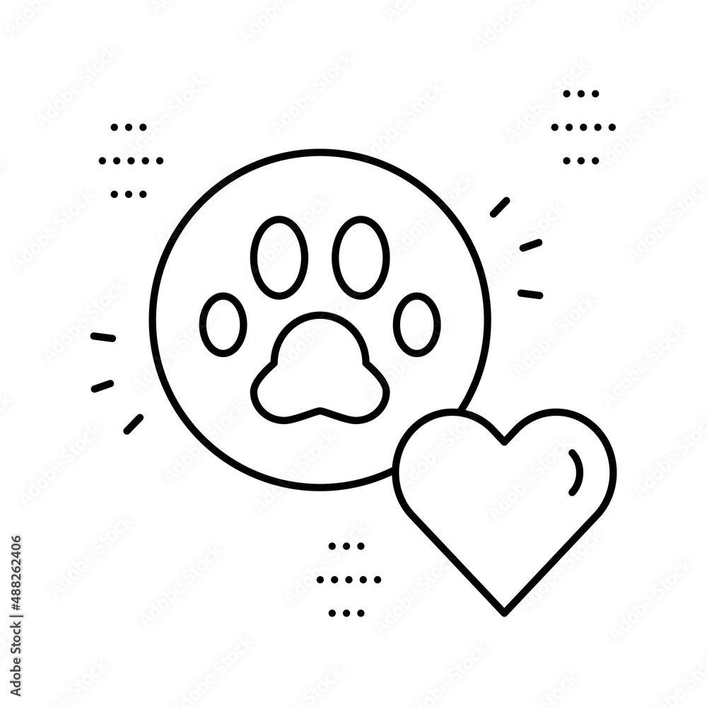 pet paw love heart line icon vector illustration pet paw love heart line icon vector illustration