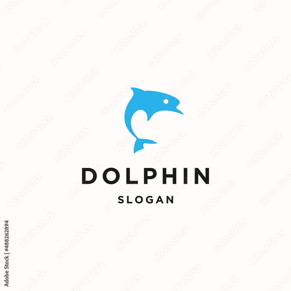 Obraz premium Dolphin logo icon flat design template 