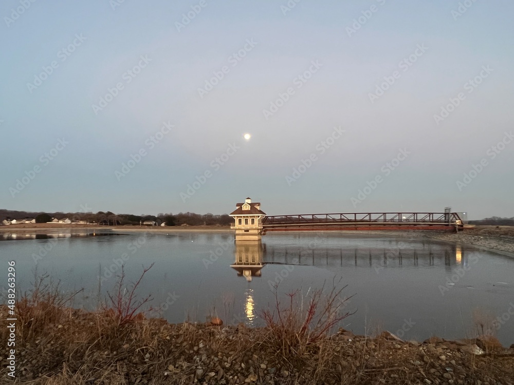 Moon above Newark Reservoir