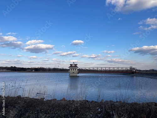 Newark Reservoir under blue sky