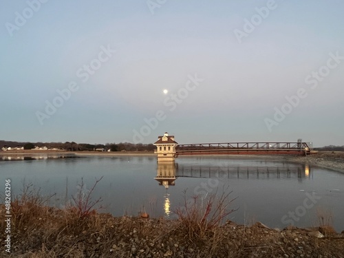 Moon above Newark Reservoir