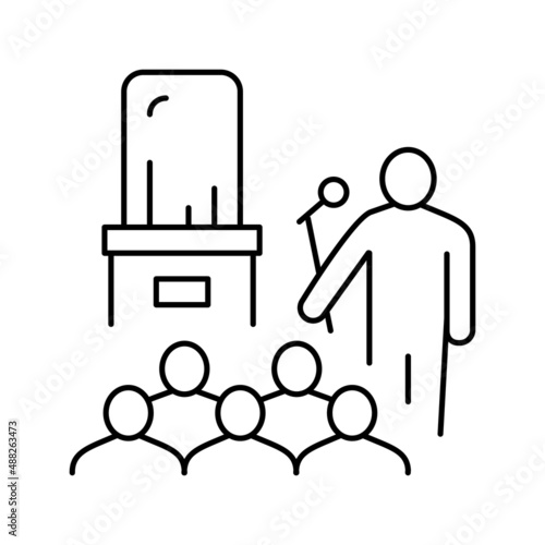 jewelry thing presentation introduction line icon vector illustration