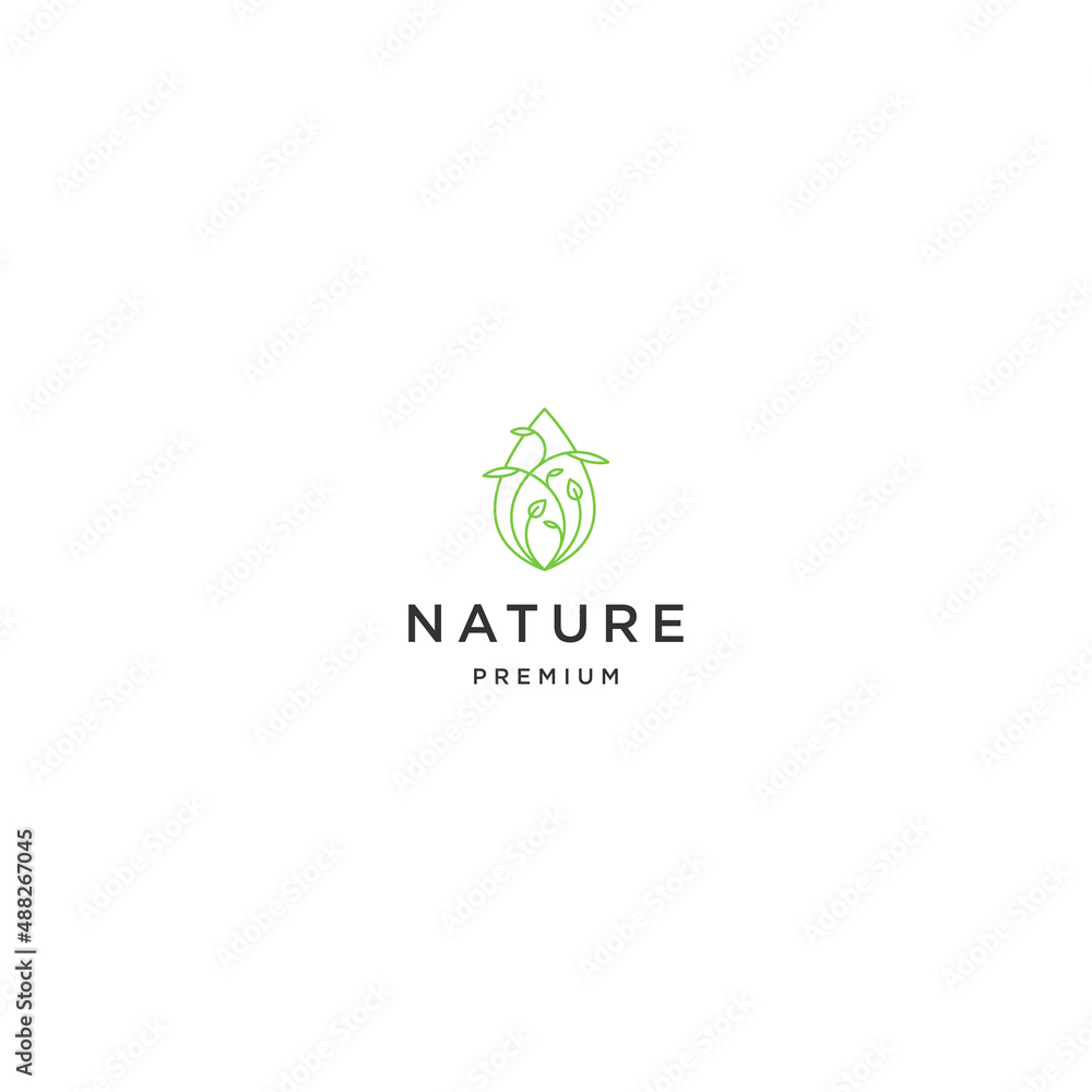 Nature leaf line logo icon design template Nature leaf line logo icon design template