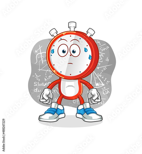 alarm clock head cartoon thinking hard vector. cartoon character