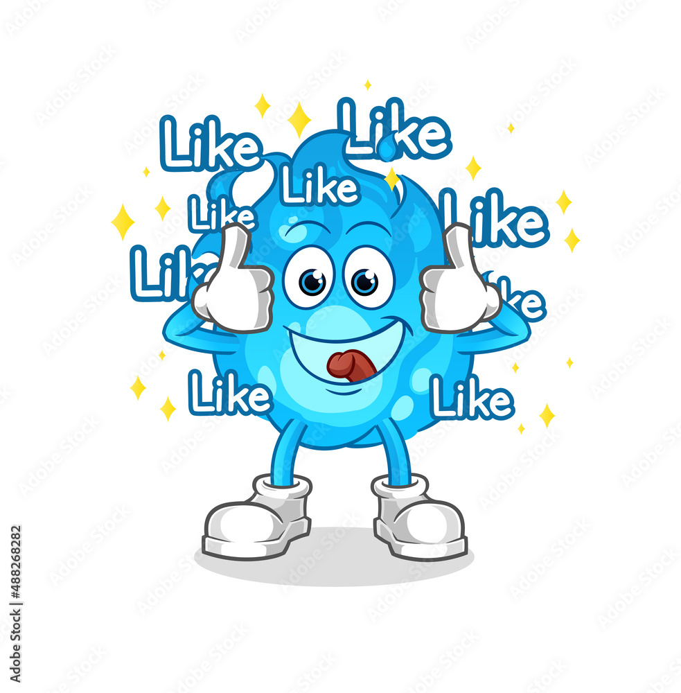 blue fire give lots of likes. cartoon vector