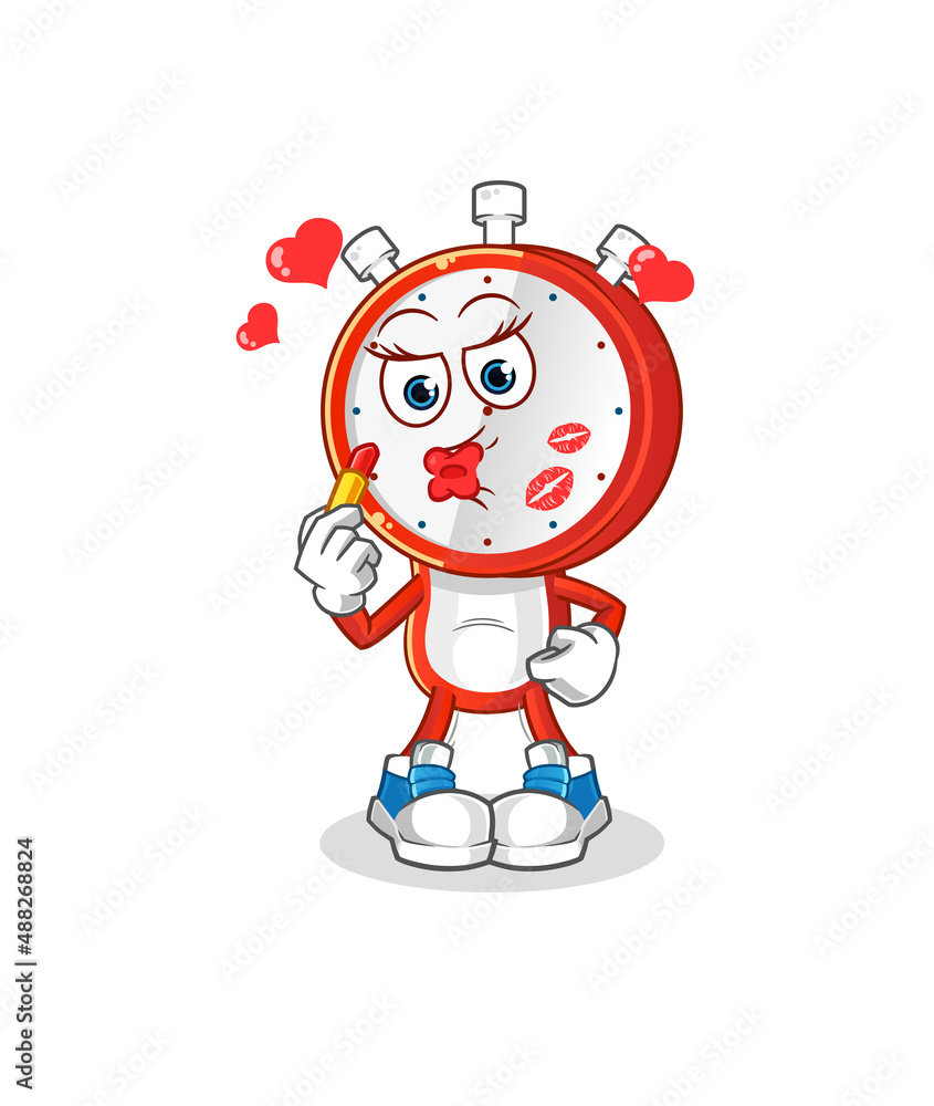 alarm clock head cartoon make up mascot. cartoon vector