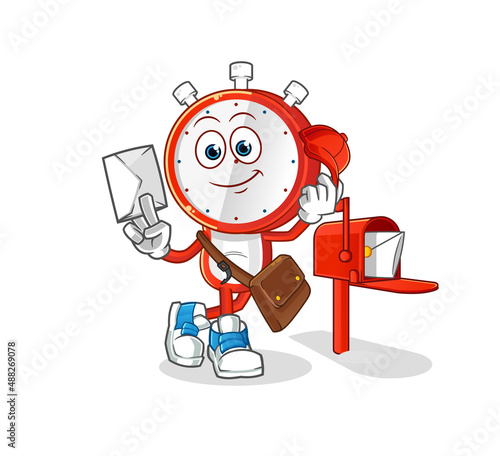 alarm clock head cartoon postman vector. cartoon character