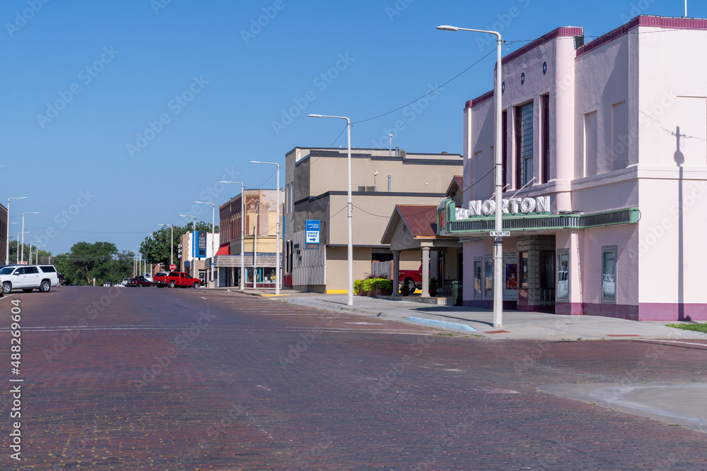 Downtown streets of the small rural Kansas town of Norton