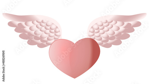 Valentines heart with Cupid wings