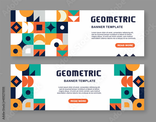 Illustration vector graphic of colorful square geometric template good for banner design