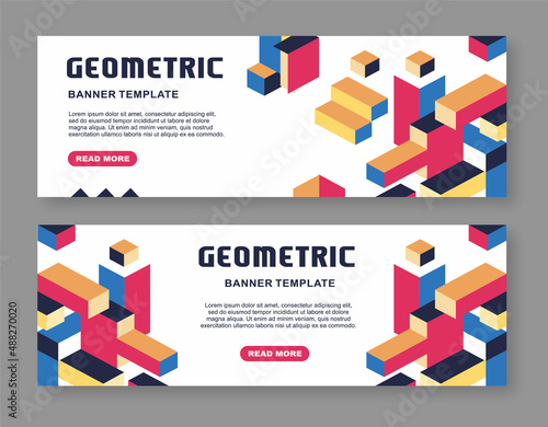 Illustration vector graphic of colorful cubic geometric banner template good for banner template