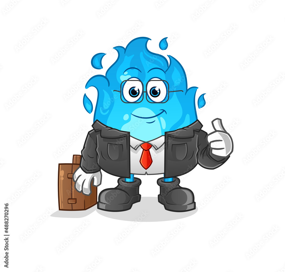 blue fire office worker mascot. cartoon vector