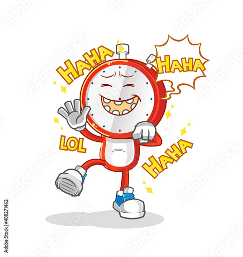 alarm clock head cartoon Laugh Out Loud character. cartoon vector