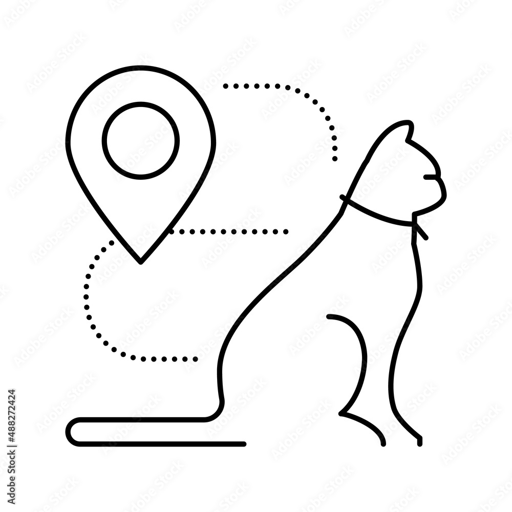 cat location information line icon vector illustration cat location information line icon vector illustration