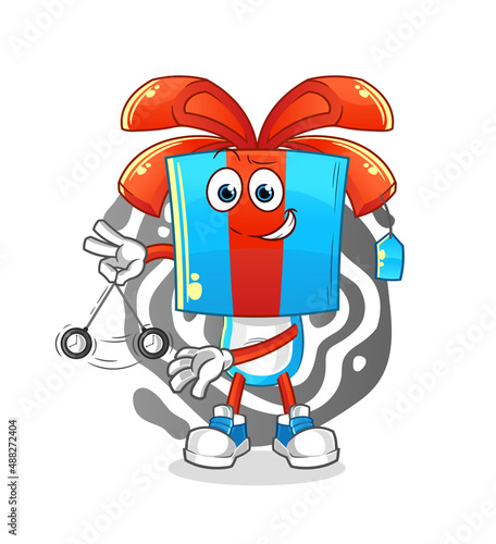 gift head cartoon hypnotizing. cartoon mascot vector