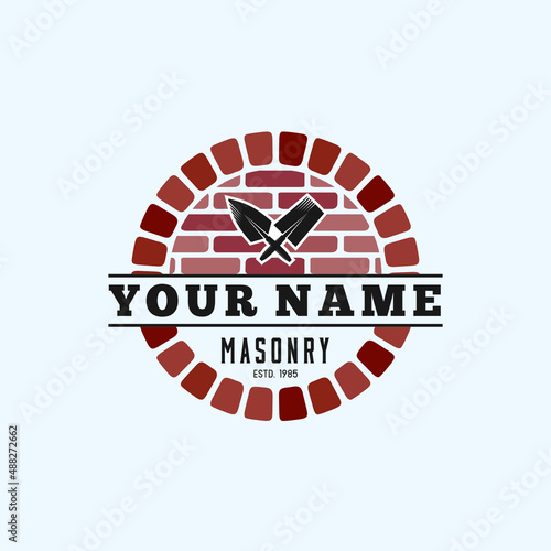 Masonry Circle Simple Logo Vector Icon Illustration
