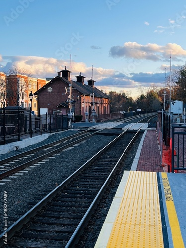 station at sunset