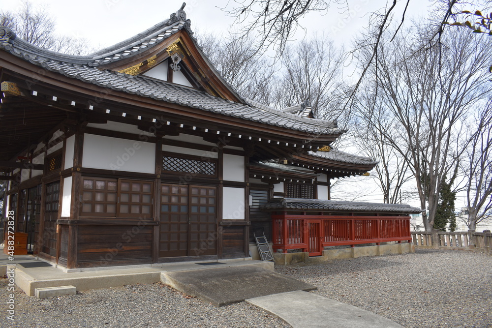 Naklejka premium 群馬の名所 御祭神は桜の女神コノハナサクヤヒメ 富士浅間神社 周辺の景色