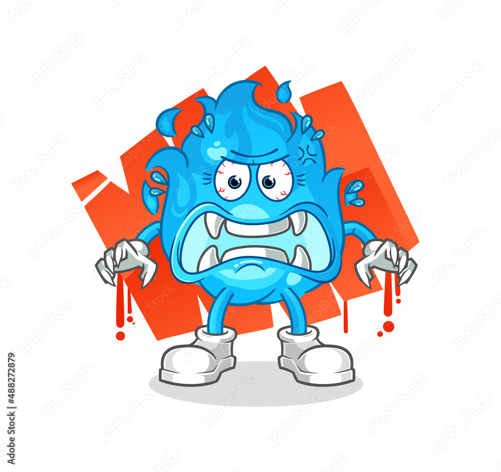 blue fire monster vector. cartoon character