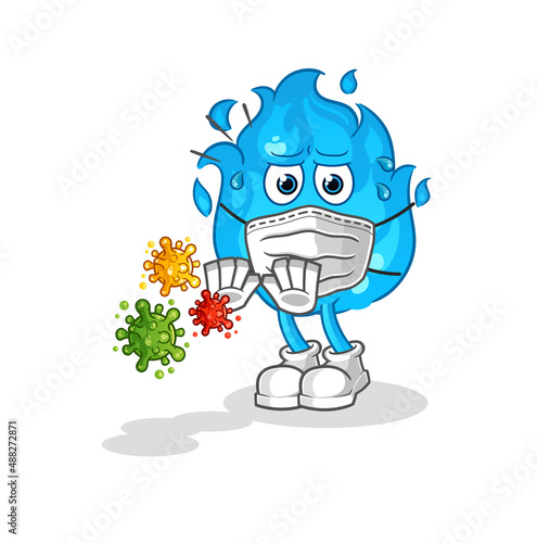 blue fire refuse viruses cartoon. cartoon mascot vector