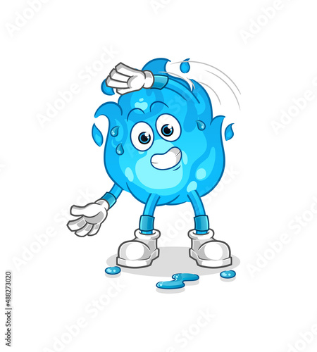 blue fire stretching character. cartoon mascot vector