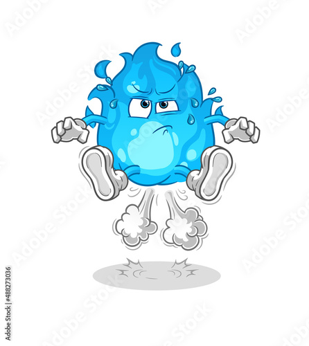 blue fire fart jumping illustration. character vector