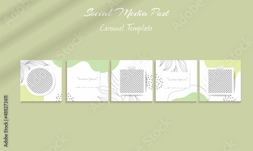 
Social media feed post template with Abstract floral and organic shapes in grid puzzle style. Perfect for branding and product marketing.
