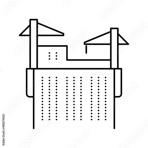 cranes building skyscraper line icon vector illustration