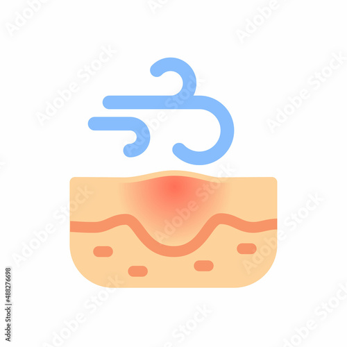 irritation calm skin epidermis dermatology single isolated icon with flat style