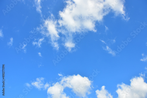 Blue sky white cloud blue background.