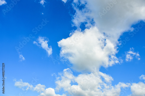 Blue sky white cloud blue background.