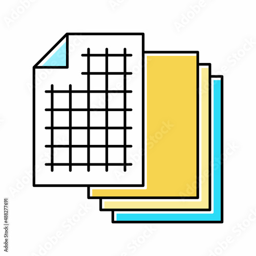 chart paper list color icon vector illustration