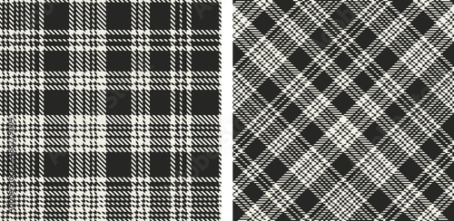 Set seamless black and white plaid background.