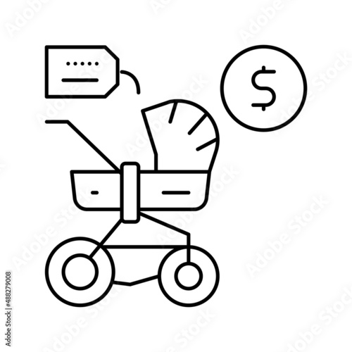 stroller rental line icon vector illustration sign