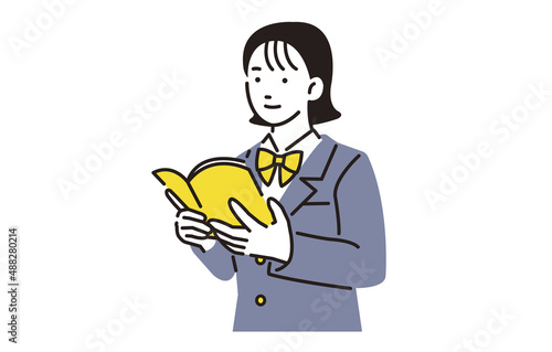 本を読む高校生の女の子