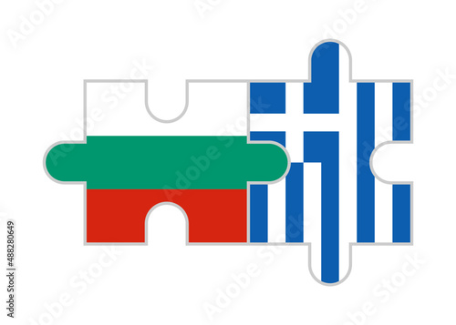 puzzle pieces of bulgaria and greece flags. vector illustration isolated on white background