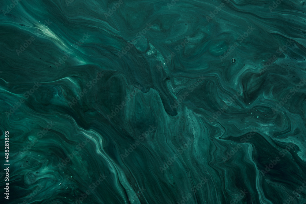Fluid Art. Liquid Velvet Jade green abstract drips and wave. Marble