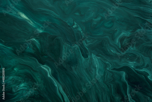 Fototapeta Naklejka Na Ścianę i Meble -  Fluid Art. Liquid Velvet Jade green abstract drips and wave. Marble effect background or texture