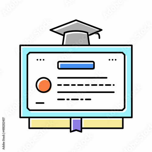 diploma education certificate color icon vector illustration