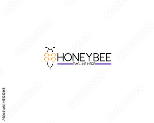 initial letter h honeycomb bee logo