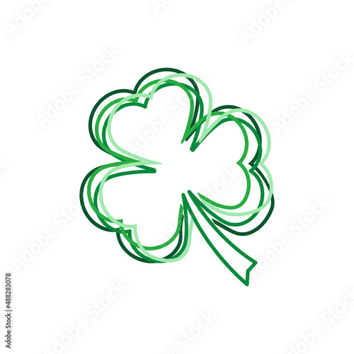 Fotografie, Tablou clover leaf outline vector illustration, happy st