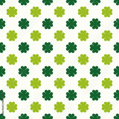 dark and light green clovers, st. patrick's day or spring vector seamless pattern