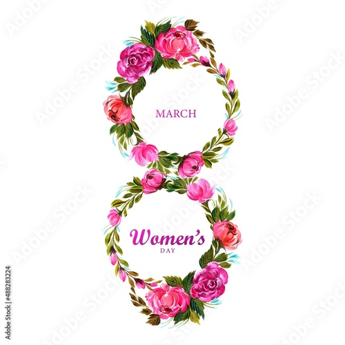 Decorative floral with 8march womens day card design