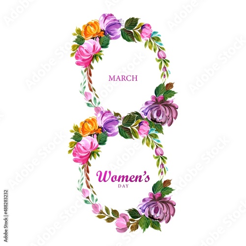 Beautiful floral with 8march womens day card design