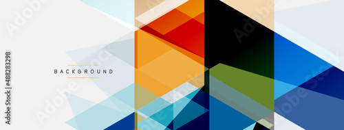 Color triangles composition, geometric abstract background. Techno or business concept, pattern for wallpaper, banner, background, landing page
