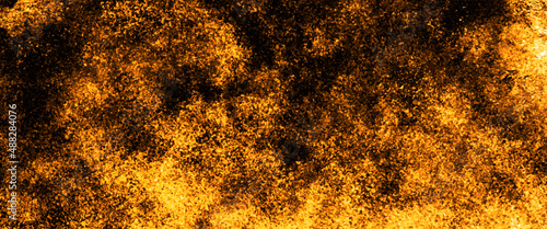 Abstract grunge textured dark gold color abandoned old concrete wall surface background, old distressed vintage grunge in faded gold spotlight design, abstract textured design from dark to gold light