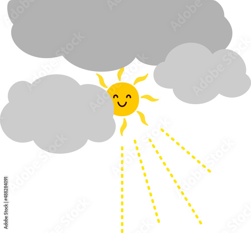 雲の切れ間から覗く太陽のキャラクター