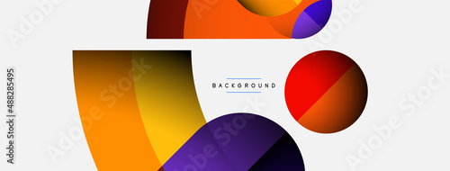 Geometric abstract background. Round shapes, circles, lines composition for wallpaper banner background or landing page