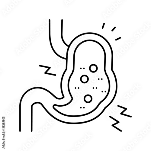 stomach upset line icon vector illustration