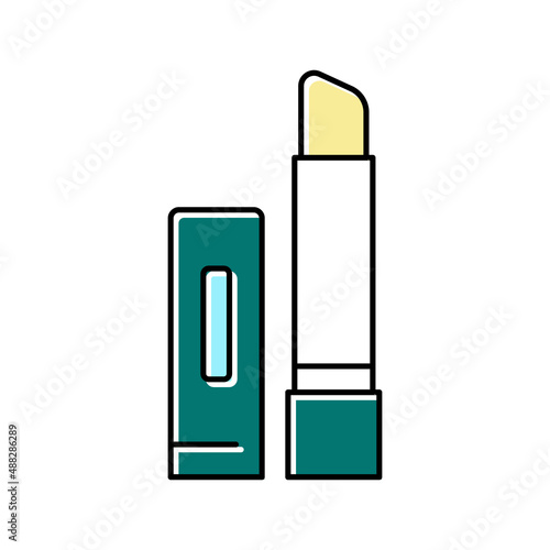 moisturizing lip balm stick, lipstick cosmetic color icon vector illustration